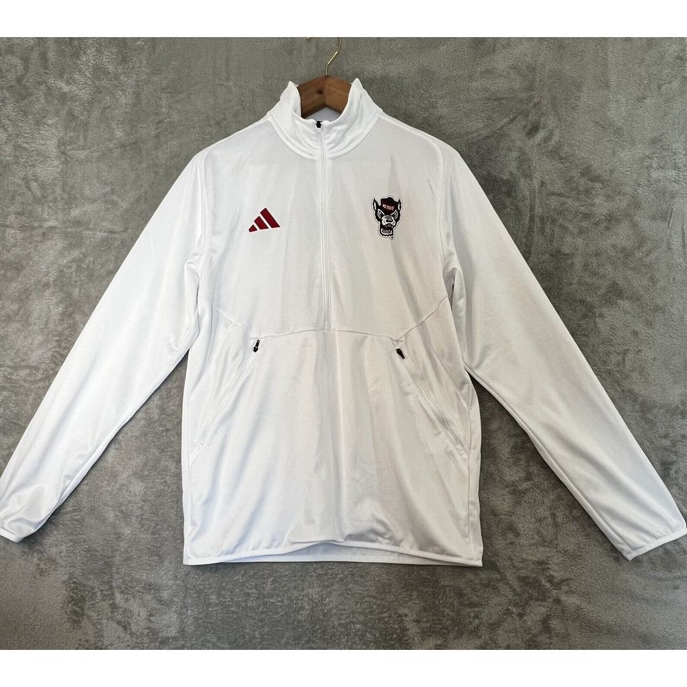 Adidas North Carolina NC State Wolfpack 1/4 Zip Pullover Men's L White NCAA